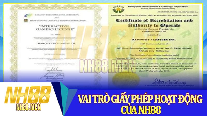 Vai trò của giấy phép hoạt động của NH88